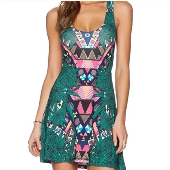 Mara Hoffman Maristar Green Geometric Midi Dress Size Medium - Picture 1 of 6